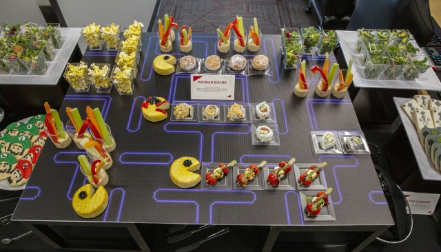 Pacman board with tasty treats.
