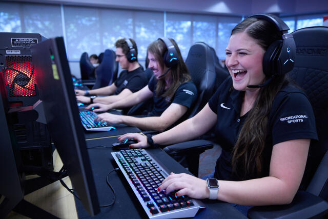 group of students gaming at Ohio State Esports Arena